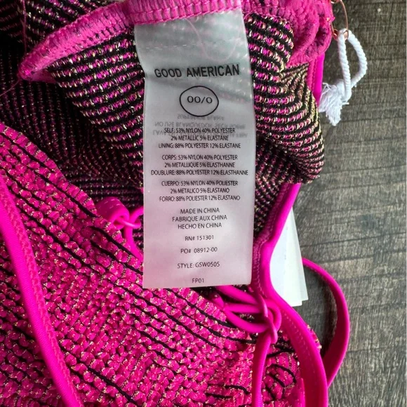 3/$30 NWT Good American Always Fits Sculpt One Piece Swimsuit Pink Size 00/0 - Picture 9 of 12